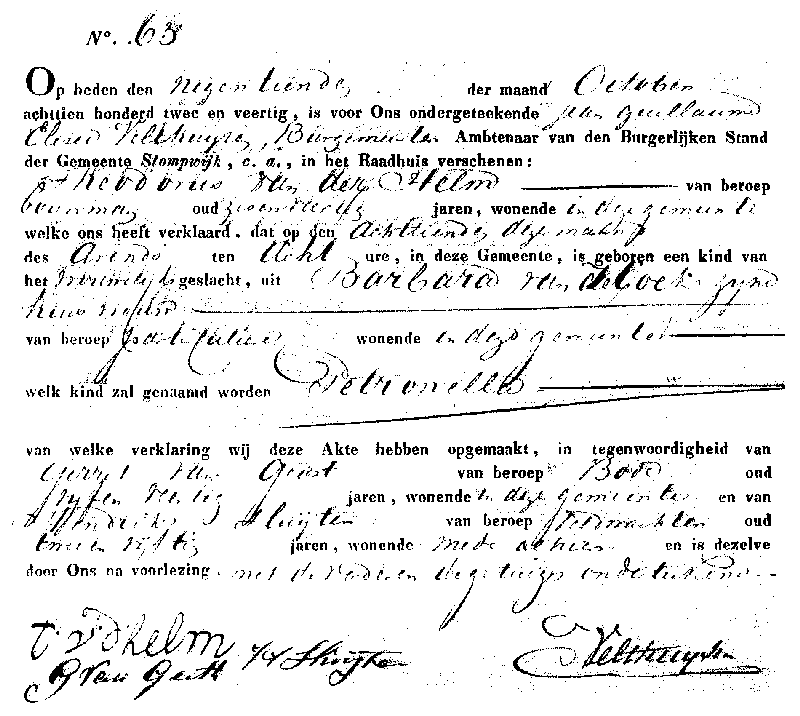 18421019 geb akte 63 Petronella dv D vd Helm - B vd Hoek